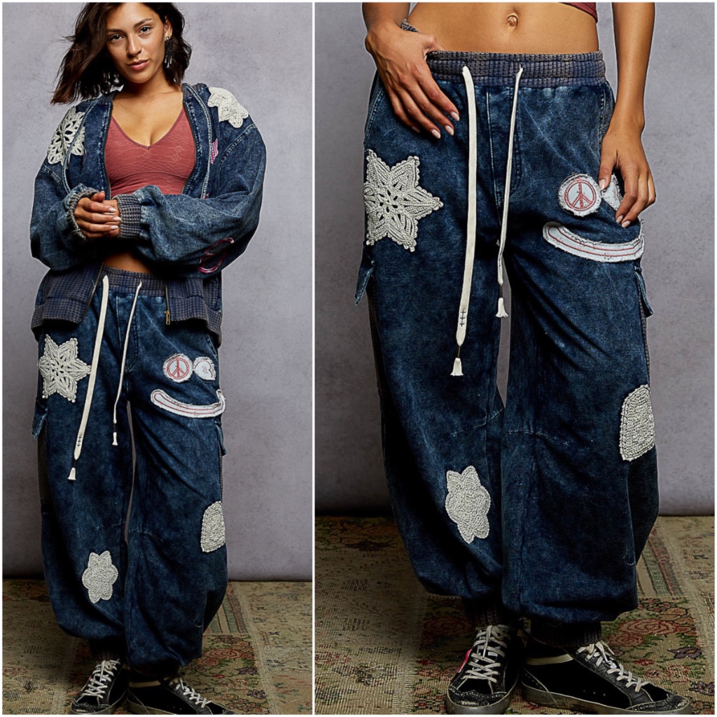 Pol Blue Joggers With White Accents